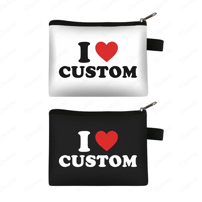 I Love Custom Coin Purses Personalized I Love Key Credit Card Holder I Heart Custom Coin Money Bag Wallet Mini Pouch Clutch Gift