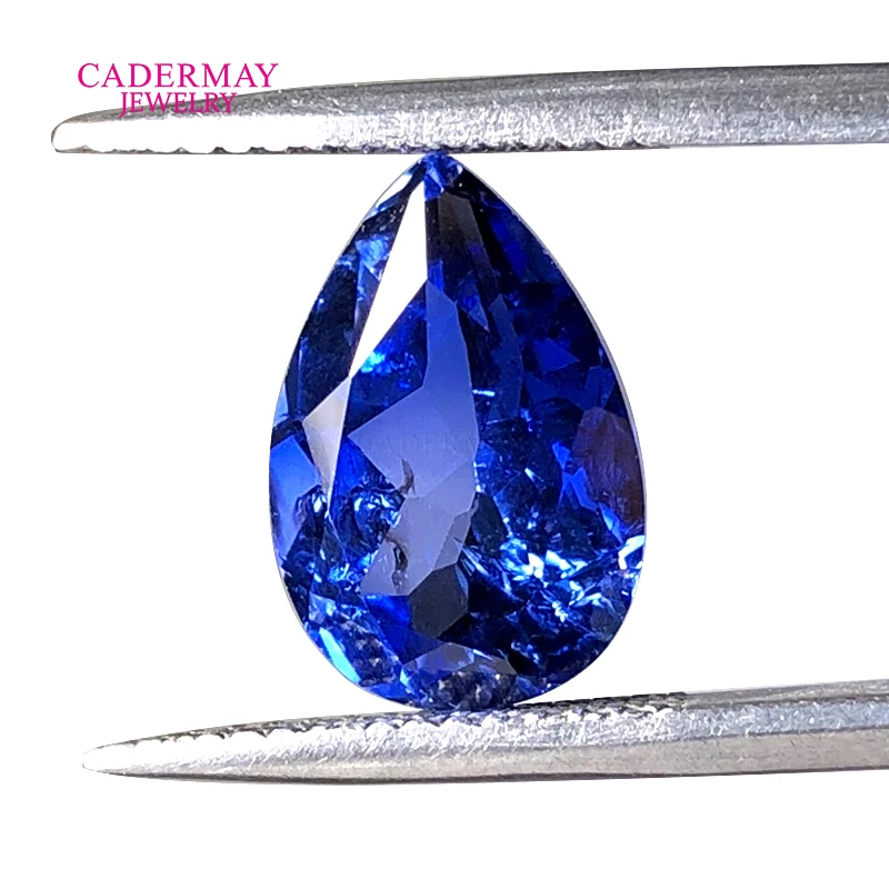 Inclusions Lab Grown Sapphire 3x4mm-15x20mm Pear Shape Cornflower Blue Synthetic Sapphire Loose Gemstone for Diy Jewelry Design