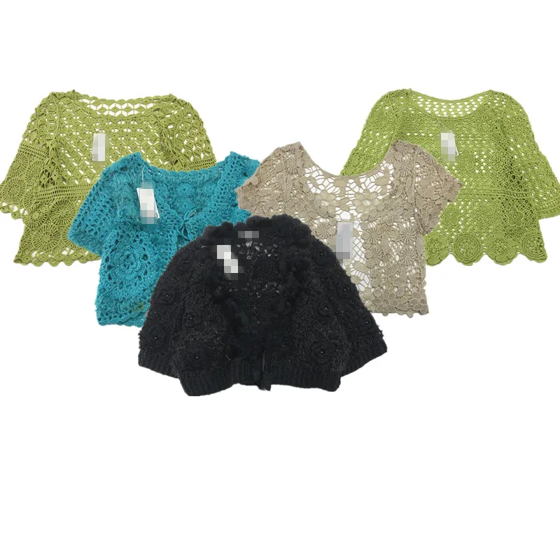 

Handmade Embroidered Vintage Double Layer Hollow out Pure Color Luxury Floated Flower Mixed Knit Sweater for Women Summer 2024