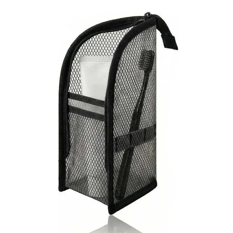 Hot Large Capacity PVC Cosmetic Bag Waterproof Space Saving Toothbrush Toiletry Pouch Zipper Closure Vertical Design