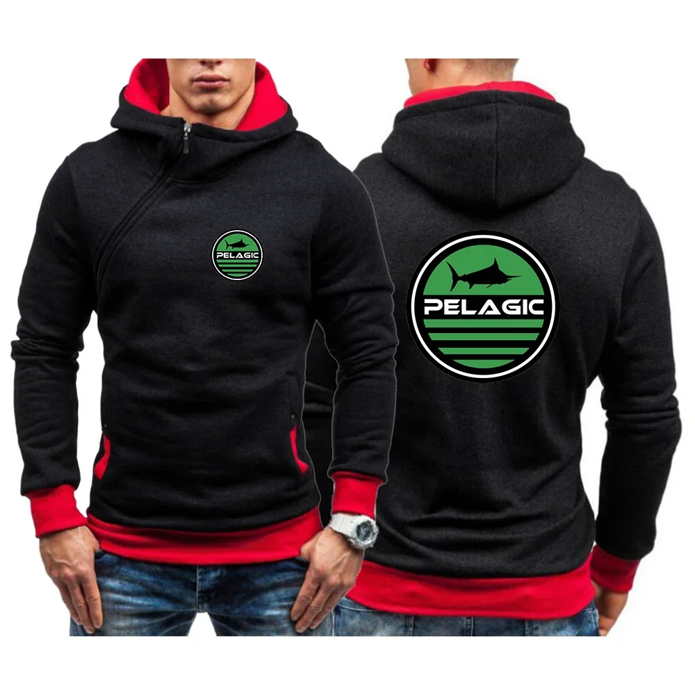 

Pelagic Fisher Offshore 2024 Brand Men's Spring and Autumn Hoodies New Slim Pullover Hoody for Diagonal Zipper Hood Sweatshirt