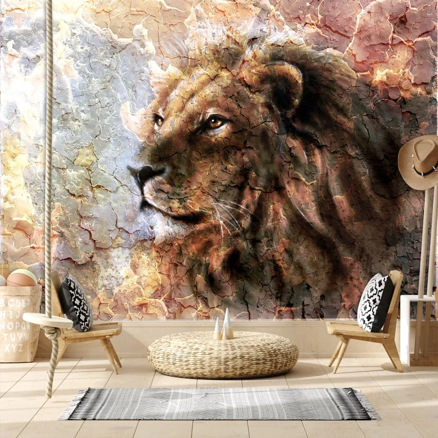 

Custom Wall Papers Home Decor Peel and Stick Wallpaper Contact Paper Wallpapers for Living Room Bedroom Lion Animal Boys Murals