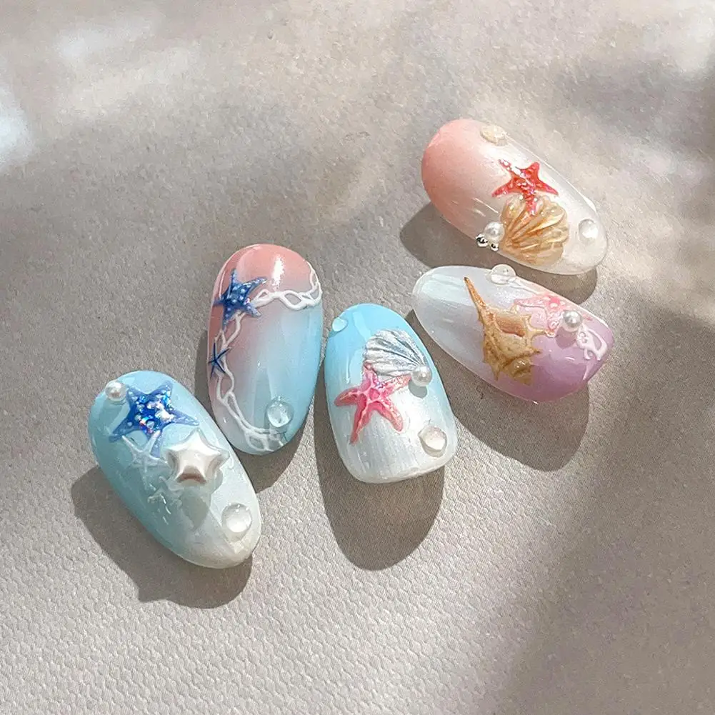 1pc Ocean Nail Art Stickers 5D Summer Starfish Seashell Nail Art Manicure Slider Embossed Supplies Decoration Decals Nail A4Y1