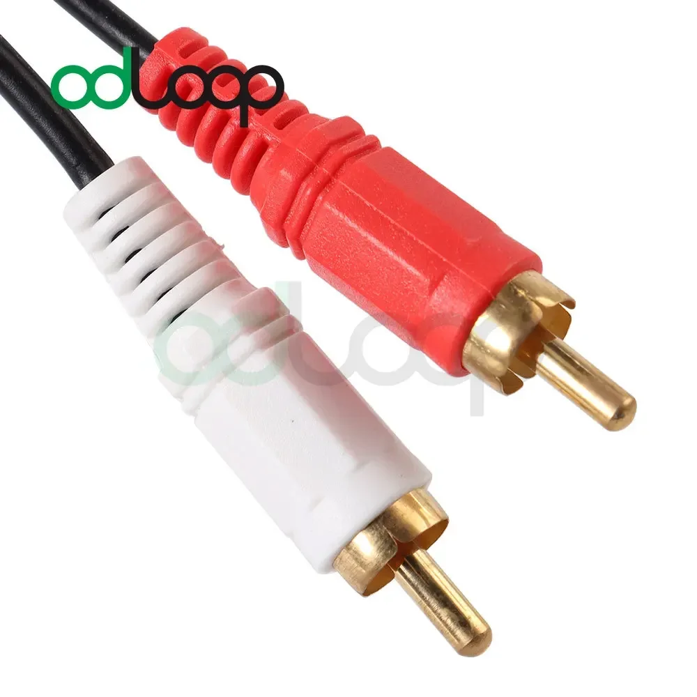 ODLOOP Dual 2 สาย RCA สายสัญญาณเสียงสเตอริโอชายถึงชายสายเชื่อมต่อสีดํา