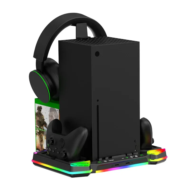 Ipega XBX025S For Xbox Series X RGB Cooling Station XBX Game Controller Host Charging Stand Base Support Headphone Gaming Disc