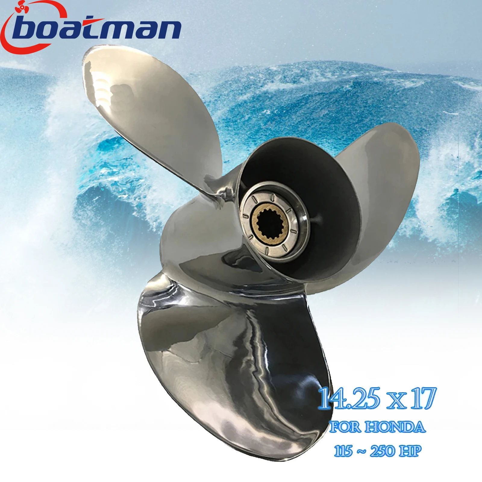 BoatMan 14.25x17 Outboard Propeller For Honda RH 115HP-250HP Boat Motor Stainless Steel 3 Blade 58133-ZY3-A17AH Boat parts