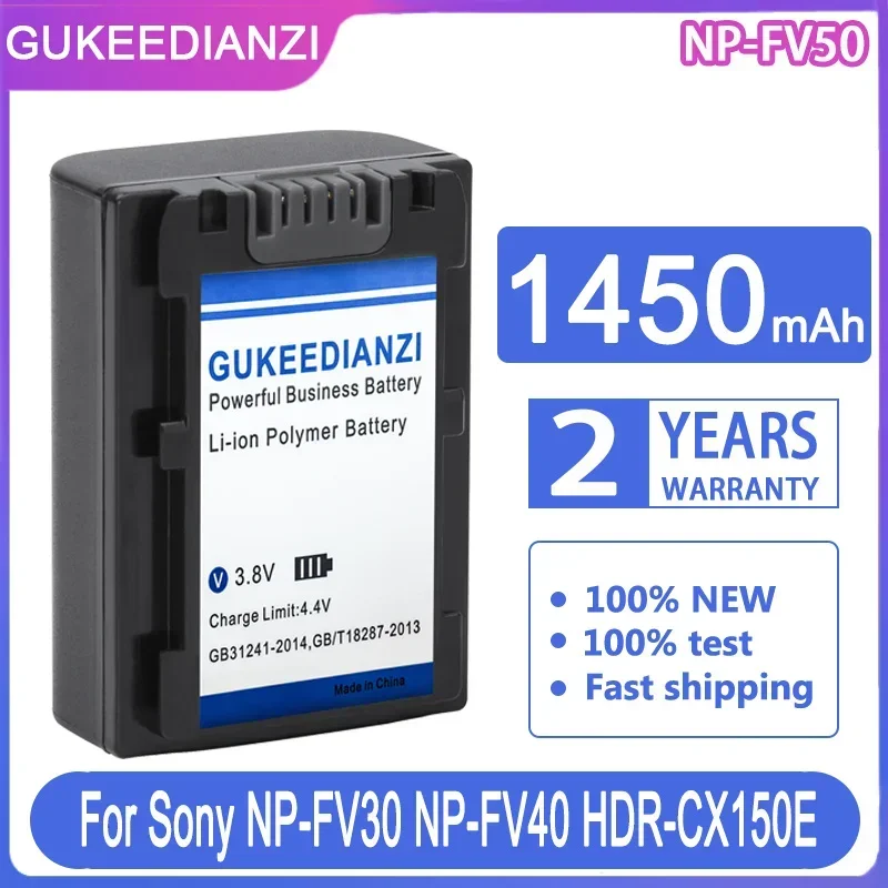 For Sony NP-FV30 NP-FV40 HDR-CX150E HDR-CX170 HDR-CX300 Camera, NP-FV50, 1450mAh Video Camera Battery