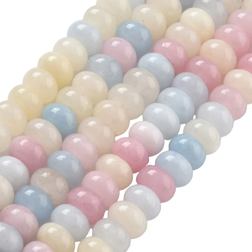 2 Strands White Jade Beads Strands Dyed Rondelle Mixed Color 8x5mm Hole: 1mm 74pcs/strand 15.15 inch(38.5cm)
