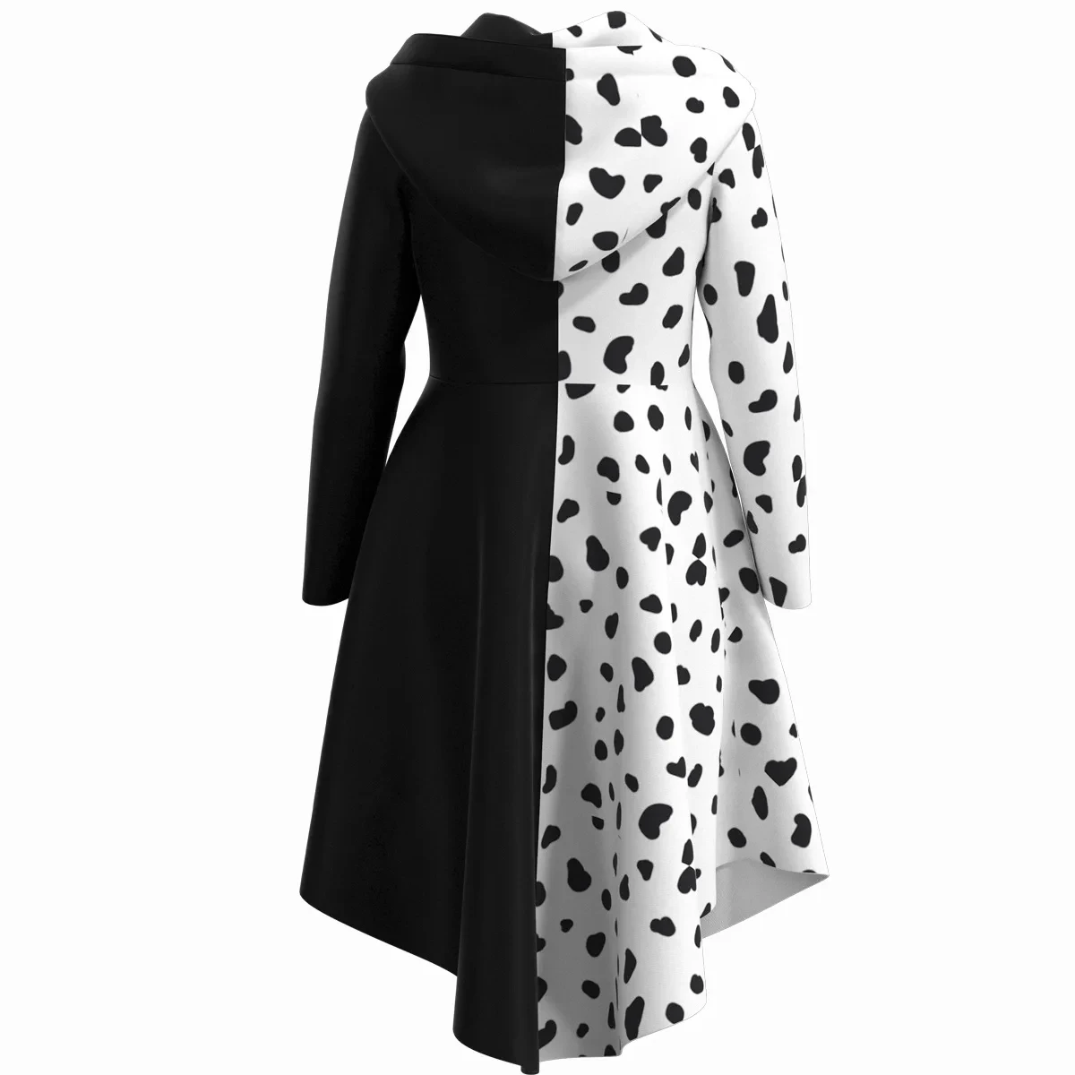 Disfraz De Cruella para mujer adulta, traje De Cosplay con capa y guantes para Halloween, Carnaval