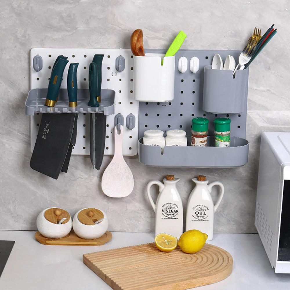 

PP Material Kitchen Hole Board Clash-color Strong Load-bearing Storage Rack For Kitchen