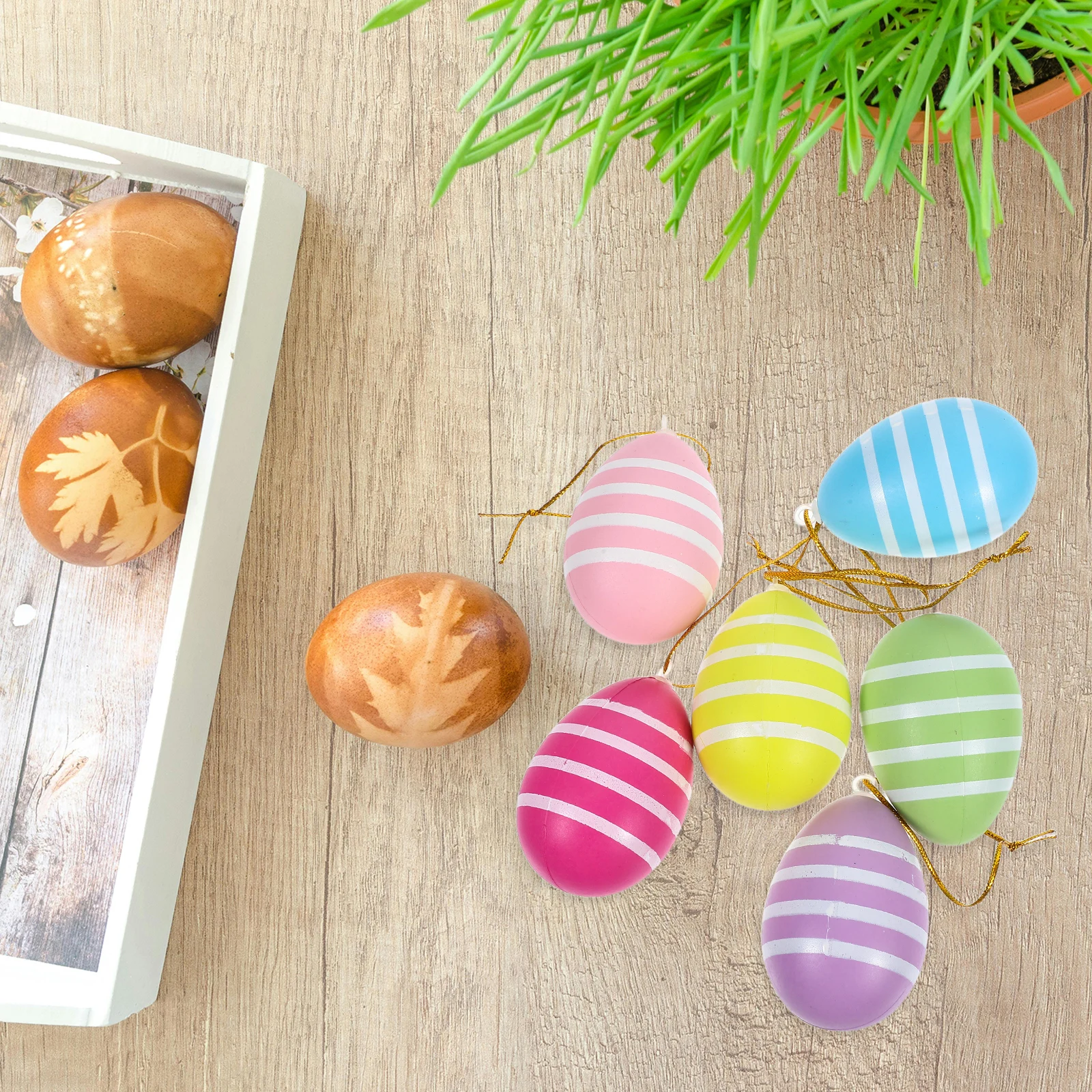 

12pcs Easter Egg Decorations Cute Cartoon Hanging Ornaments Lightweight Plastic Diy Crafts For Home Party School Office Indoor