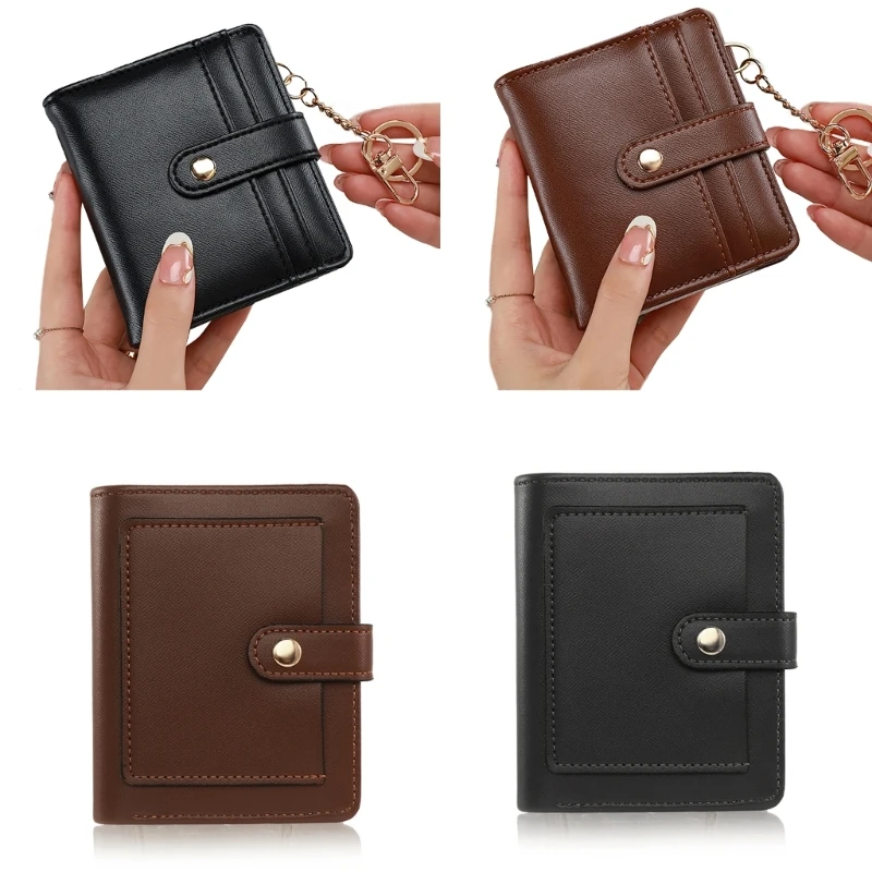 

Elegant Women's Wallet with Zippered Coin Pouches and Keyring Short Purse