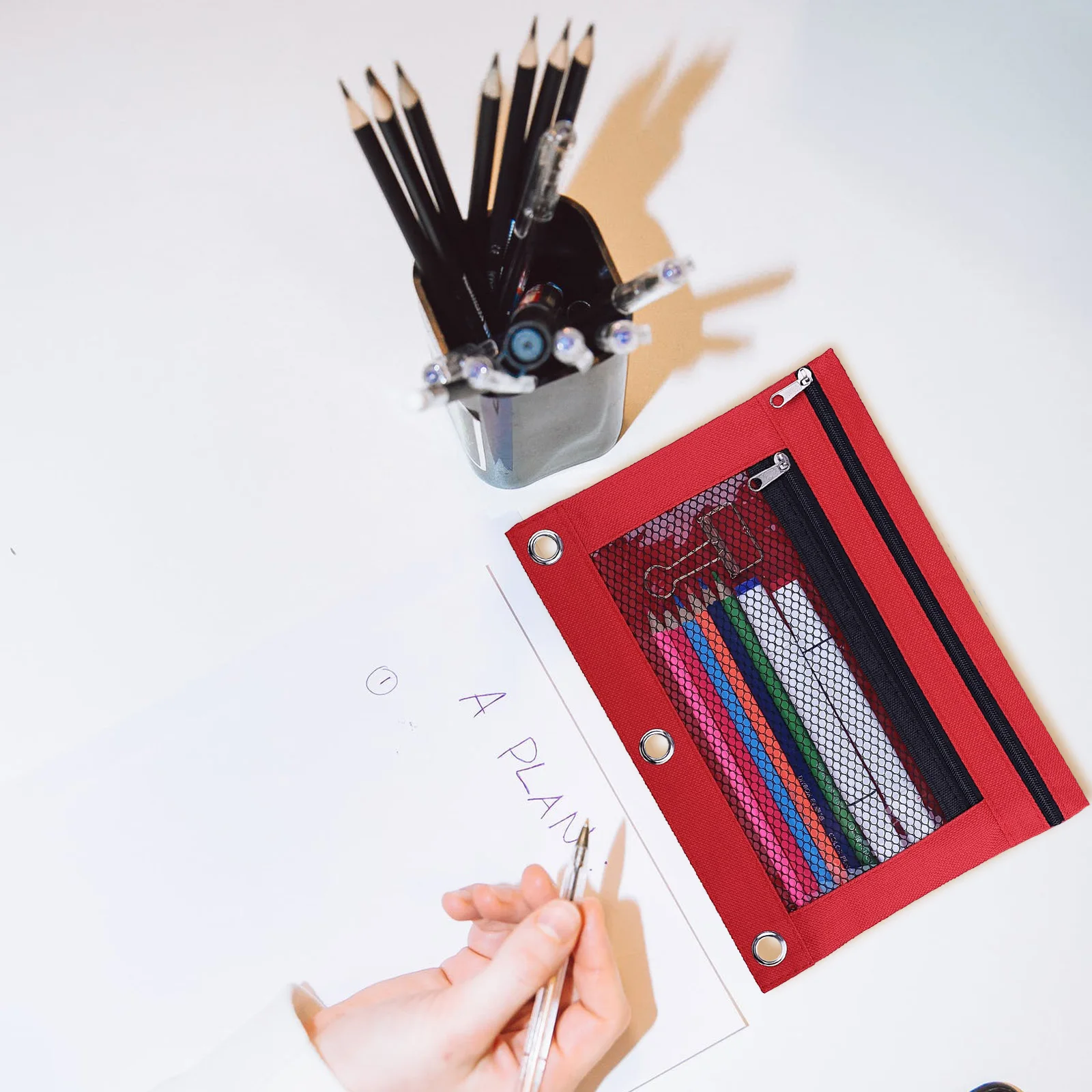 2 قطعة أكياس قلم رصاص سستة سعة كبيرة حقيبة أدوات مكتبية ناعمة ليست لفترة طويلة استخدام حقيبة قلم رصاص #1