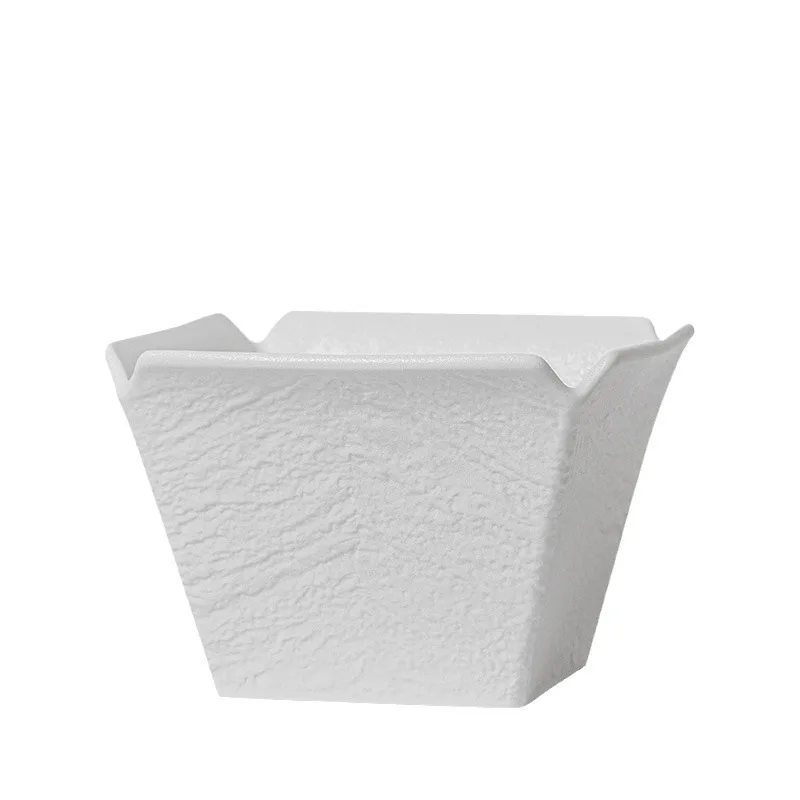 

solid color snack popcorn bowl French fries bowl high value black and white underglaze color large bowl square