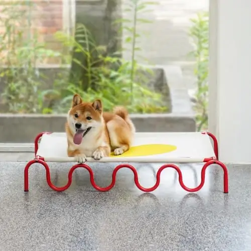 Wavy Elevated Pet Bed - Breathable Raised Dog & Cat Bed with Steel Frame, Durable Oxford Fabric, Moisture-Resistant