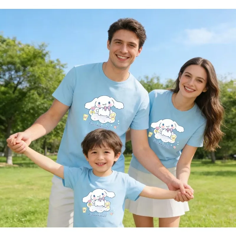 

Новинка: Детская футболка Sanrio Yuguigou с мультяшным принтом, круглый вырез, 100% хлопок, повседневная, для родителей и детей, с коротким рукавом