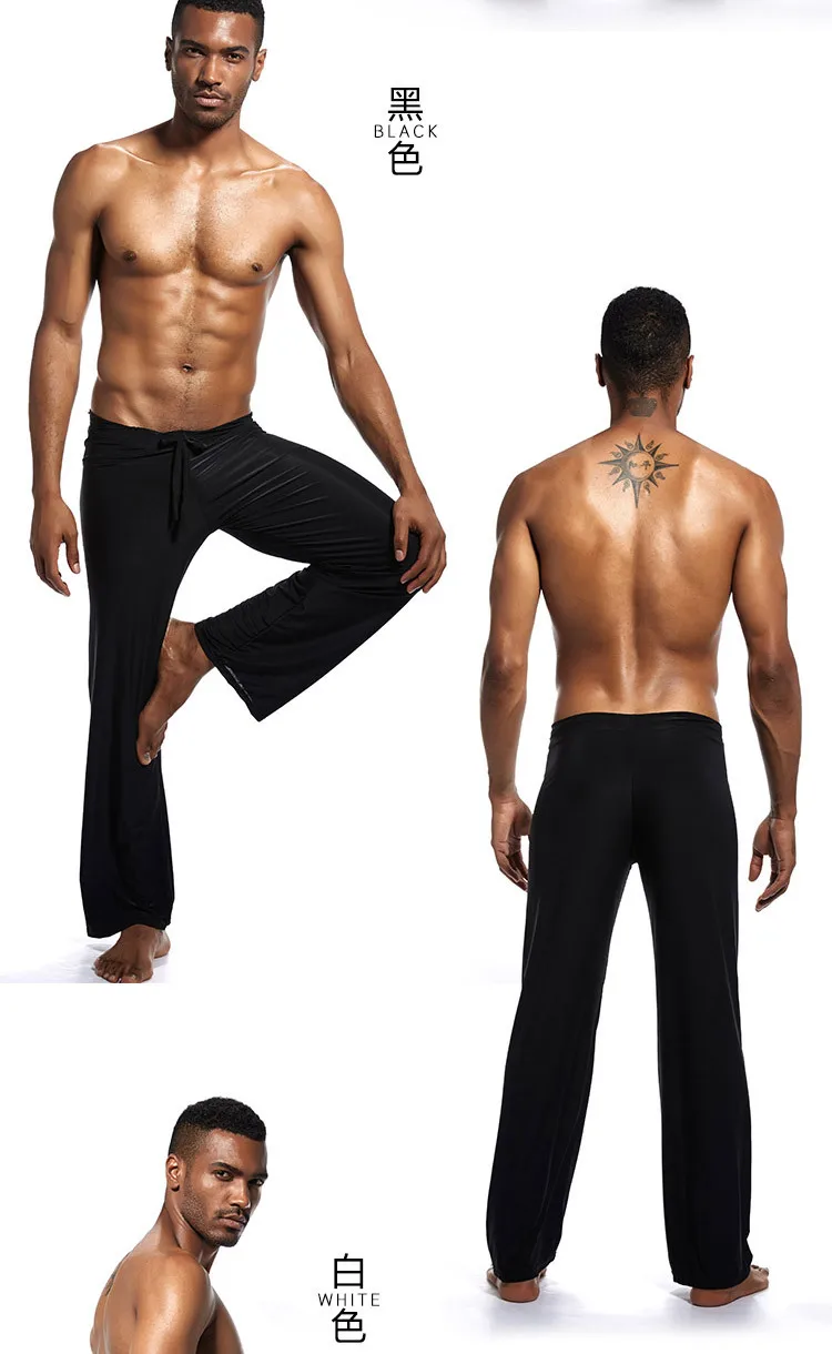Sommer strap Eis Seide Hosen Elastische String Taille Atmungsaktive Einfache Breite bein Hosen Männliche Kleidung Kordelzug Casual Hosen – Detail 4