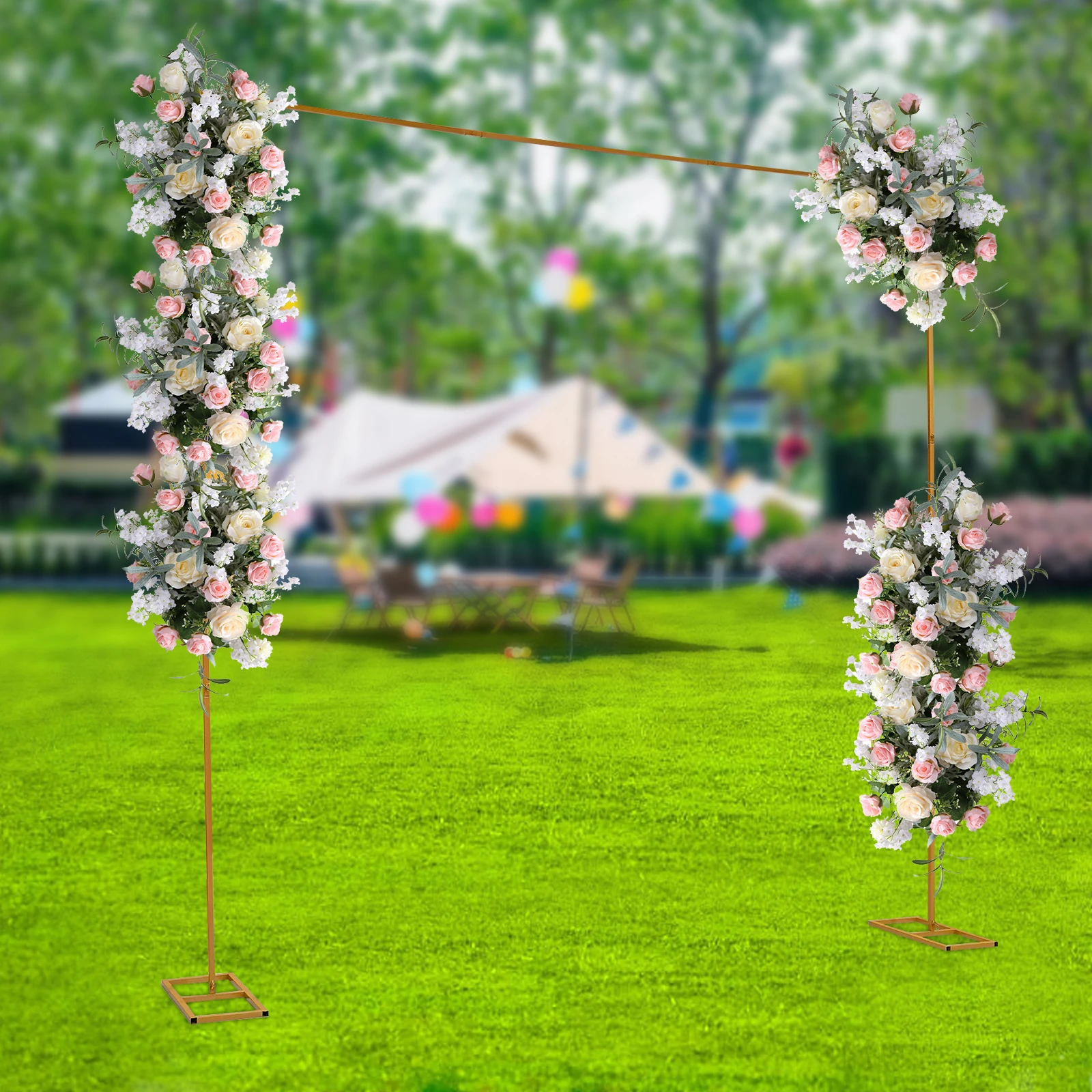 

3M X3M Metal Gold Wedding Arch, Metal Arch Frame, Wedding Arch Frame with Base, Square Wedding Arch, Suitable for Wedding