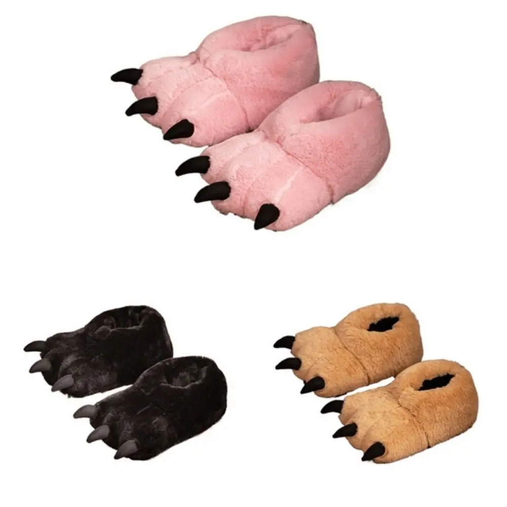 Kawaii Cartoon Winter Tiger Claw Slippers Furry Exaggerate Cosplay Props Shoes Warm Large Plush Cat Paw Boots Gifts view 5