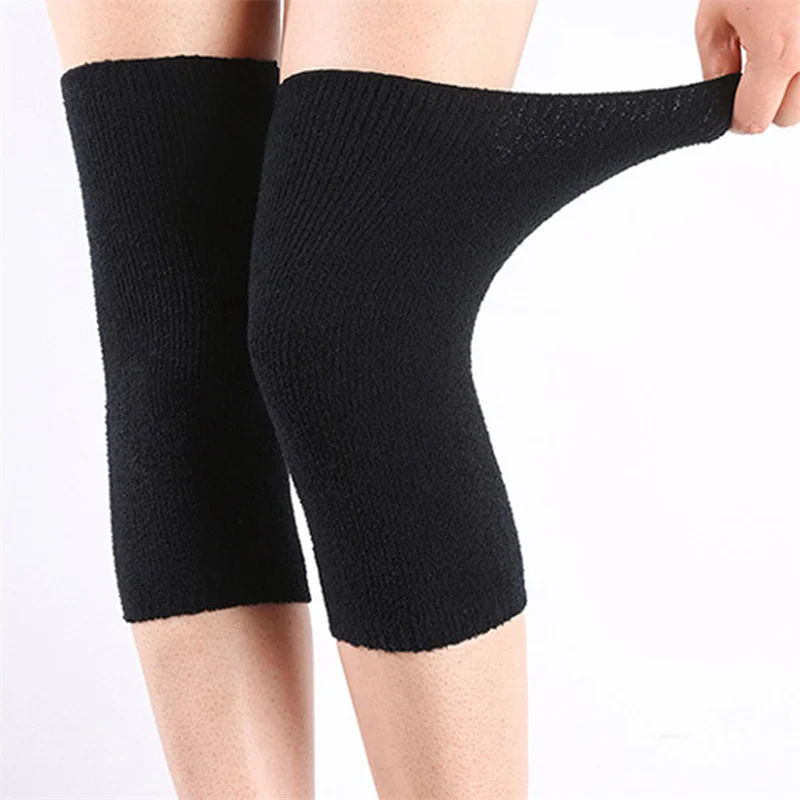 1 par inverno quente joelheiras carvão de bambu equipamentos de proteção mulheres velhos joelheira suporte inverno correndo protetor de joelho