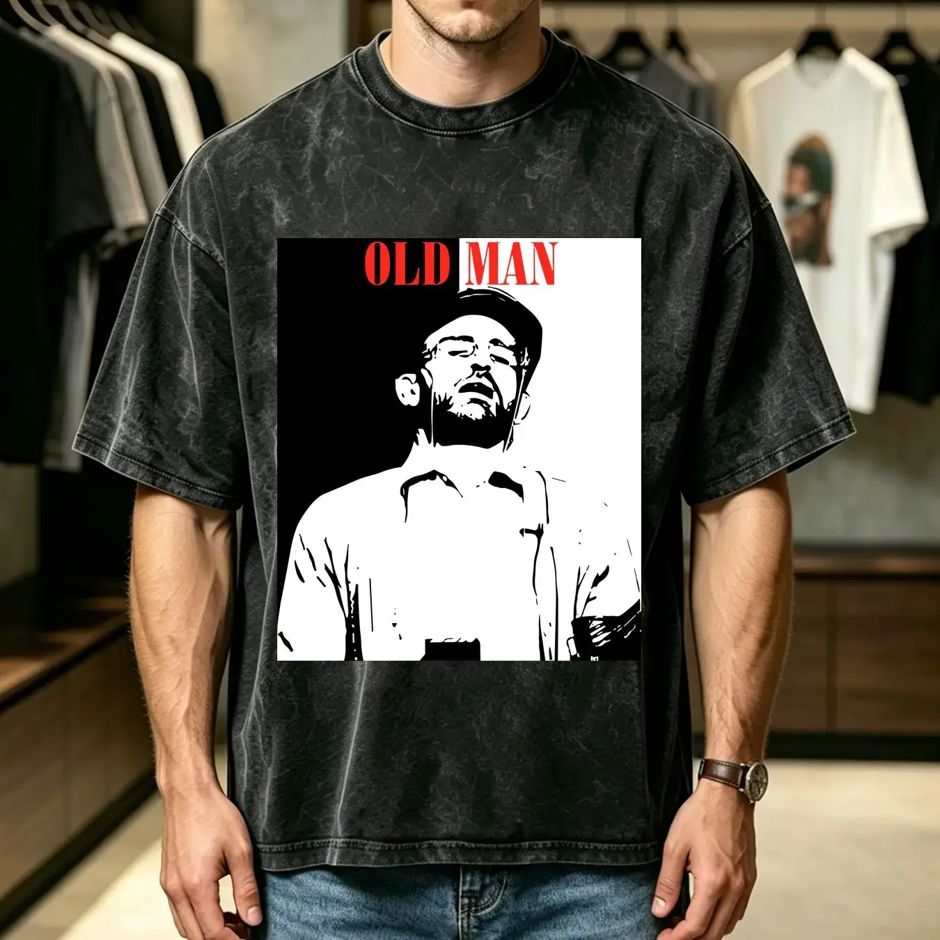 washed T Shirt Old Man Alexander Volkanovski Sleeps On Stage Scarface Style long or short sleeves vintage Washed graphic Casual