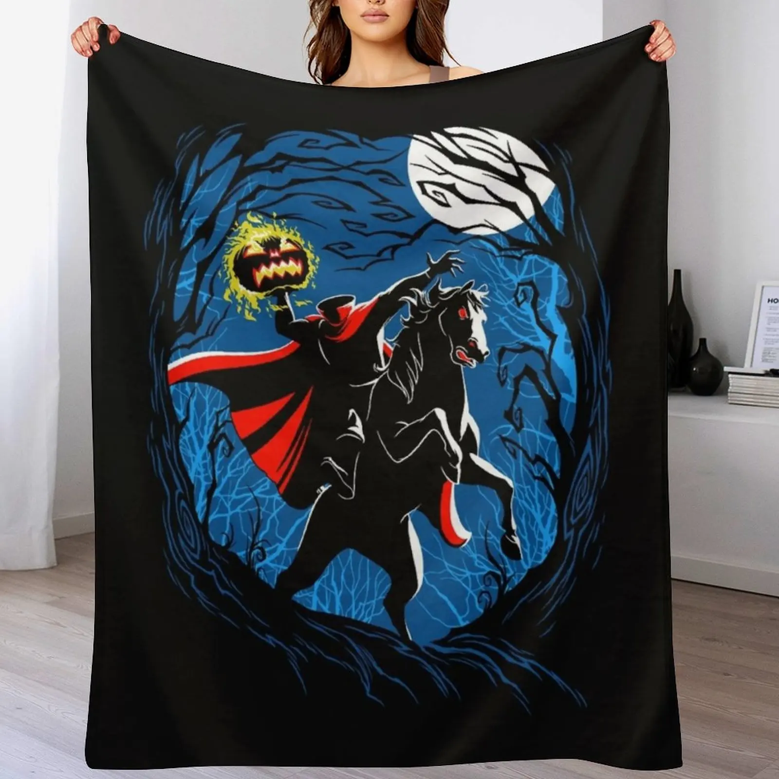 HEADLESS HORSEMAN! Throw Blanket Thermal Camping Quilt Vintage Blankets