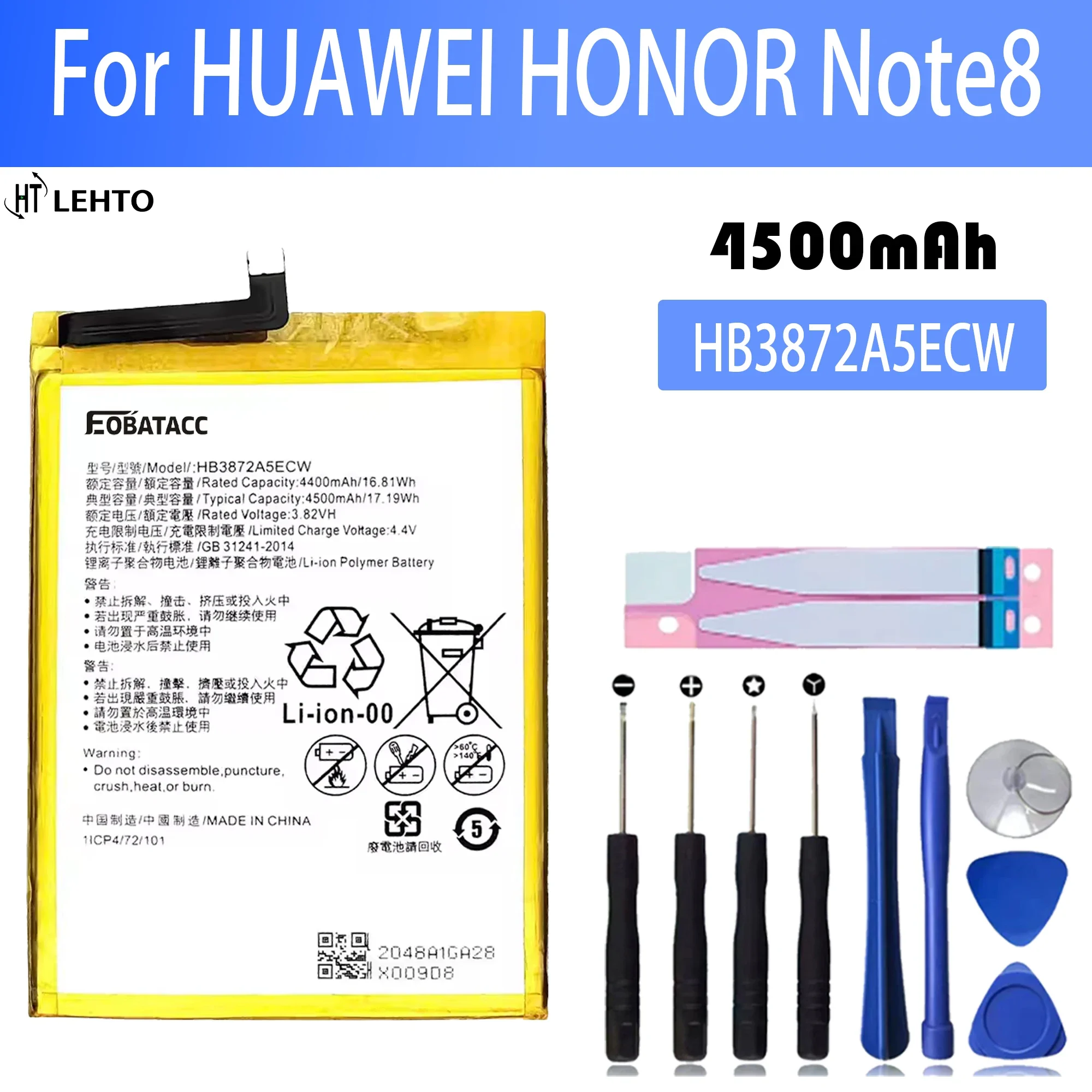 100% New Original Battery HB3872A5ECW  FOR HUAWEI  honor Note8 Battery + Free Tools