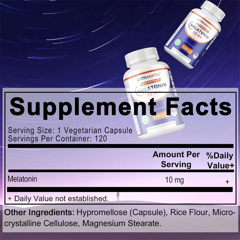 Melatonin 10 Mg - Healthy Circadian Rhythm, Supports Fall Asleep Faster, Promotes Sleep Quality Relaxation view 2