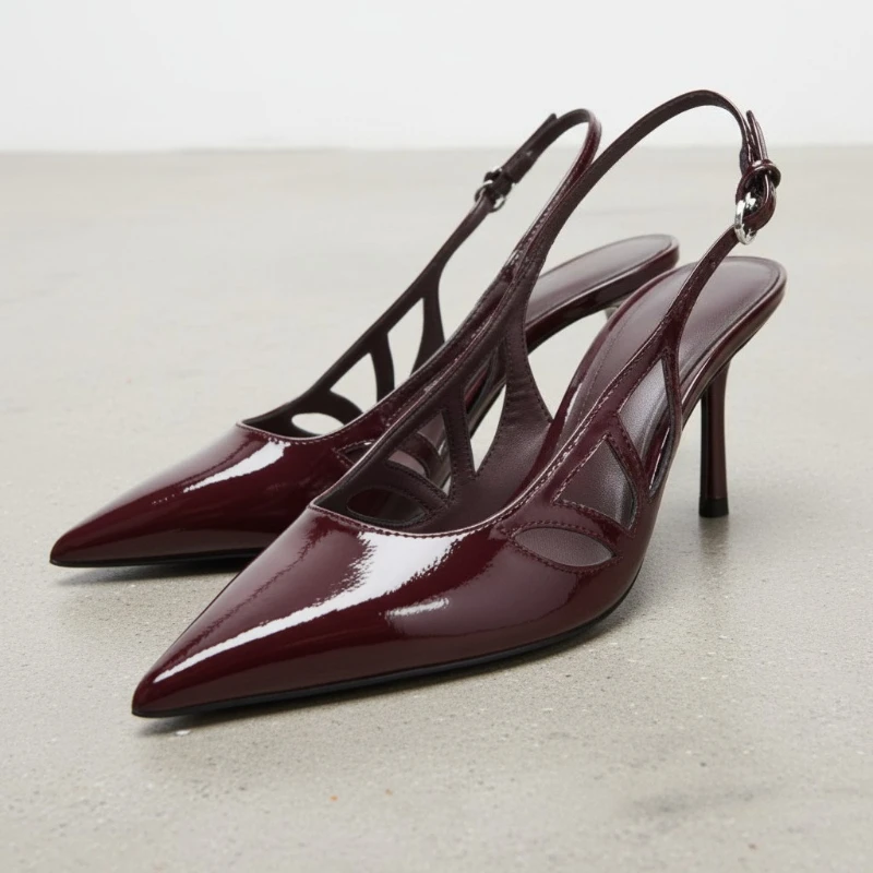 

Женские туфли-лодочки на высоком каблуке Wine Red, новинка 2025, туфли-лодочки на шпильке с острым носком, элегантные вечерние свадебные модельные туфли из лакированной кожи