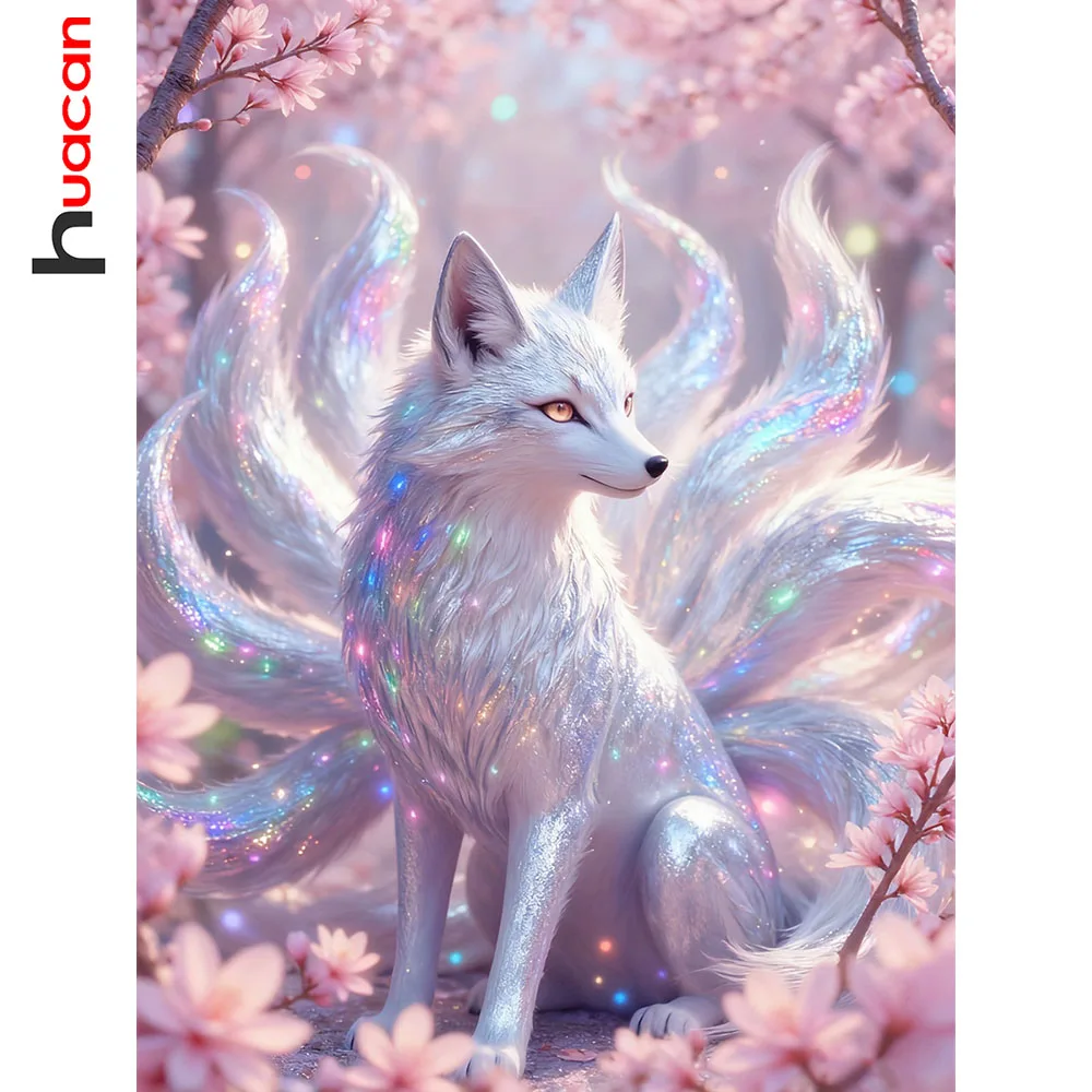 Huacan Fox-Diamantgemälde, Neuheiten 2025, Wanddekoration, Geschenk, Stickerei, voll quadratisch, rund, Diamant-Mosaik