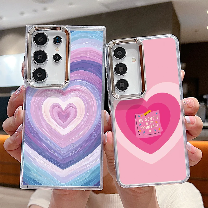 Line Love Heart Printed Phone Case For Samsung Galaxy S26 S25 S24 Ultra S25 S23 FE A57 A56 A37 A17 A55 A15 A36 5G Soft TPU Cover