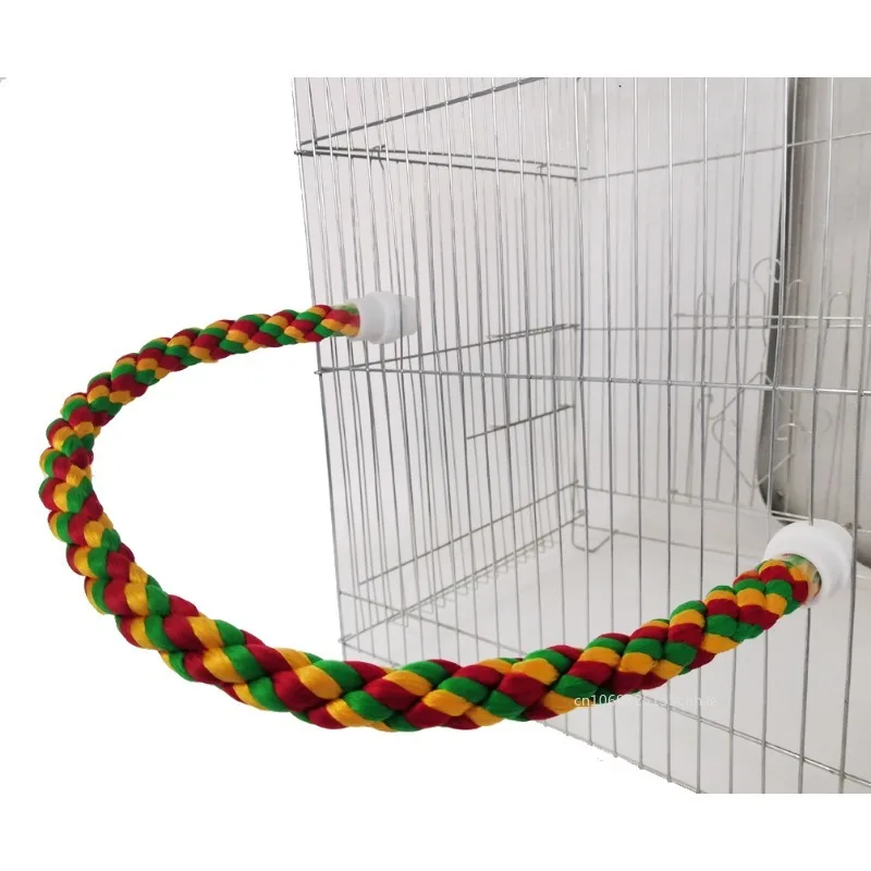 1pc Large Parrot Bird Standing Toys Cotton Rope Colorful Toy Chew Perches for Bird Cage Cotton Rope Bird Accessories