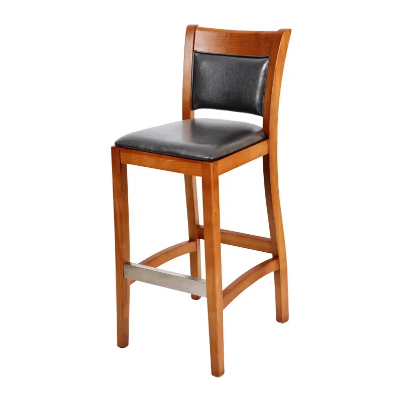 

High quality antique design high bar table and chair solid wood leather seat coffee shop restaurant leisure furniture set