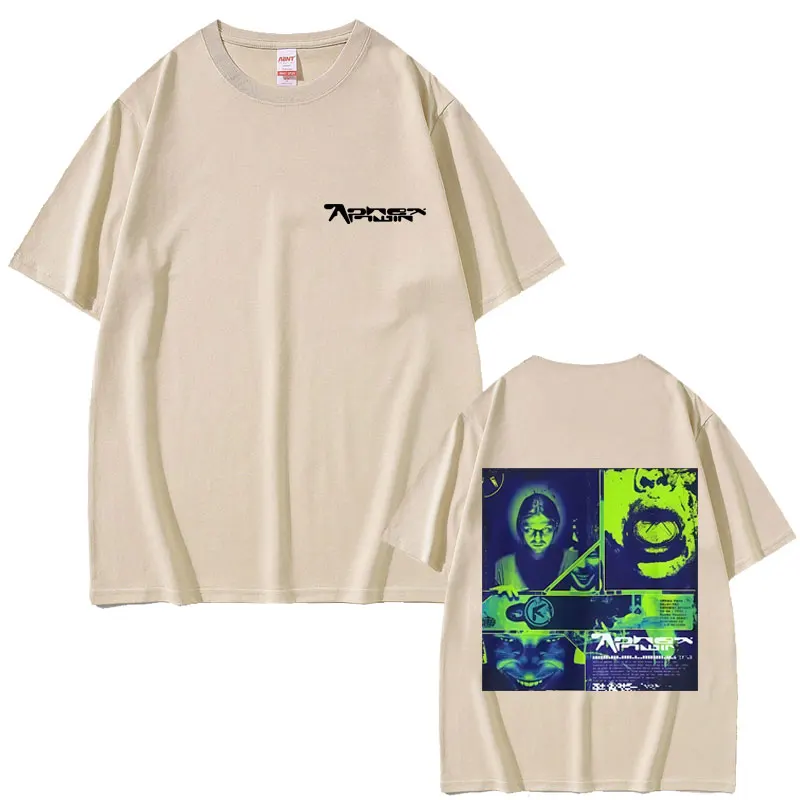 Aphex Twin Double Sided Print T-shirt Men Women Clothing Casual Cotton Vintage T-shirts Male Fashion Electronic Music T Shirts