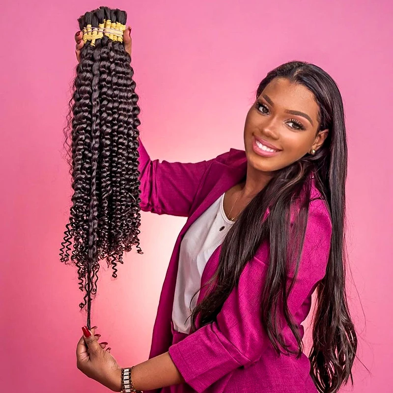 Wholesale Vietnamese Human Hair No Weft Boho Braids Curly Human Hair Bundles Braiding Bulk Extensions 100 Virgin Deep Wave Hair