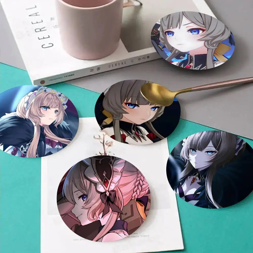1pc Anime Game Character Sandrone Wooden Coaster Colour Printing Cup Mat Home Desk Decoration Gifts