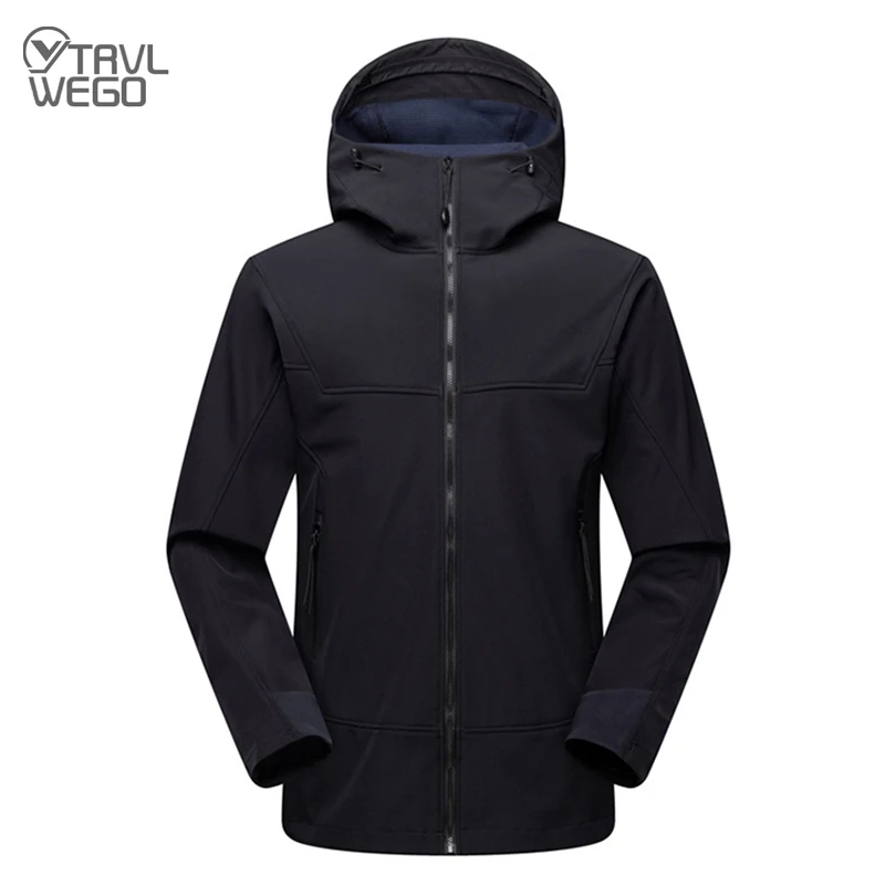 

TRVLWEGO Women Men Travelling Jacket Camping Softshell Fleece Lined Warm Light Hooded Windproof for Outdoor Trekking Hiking Coat