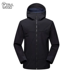 TRVLWEGO Women Men Travelling Jacket Camping Softshell Fleece Lined Warm Light Hooded Windproof for Outdoor Trekking Hiking Coat