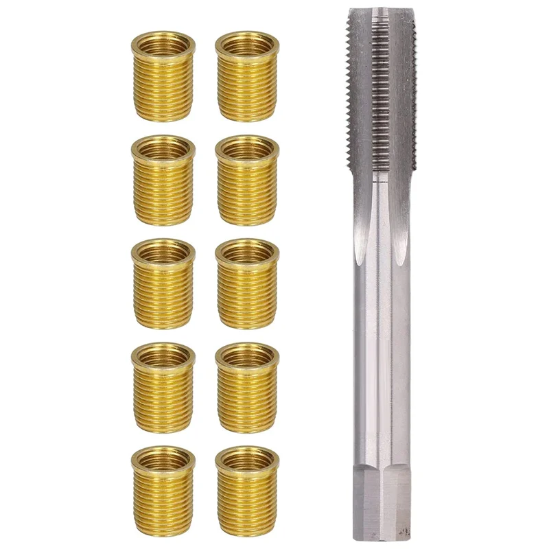 AT14 Spark Plug Thread Repair Tools, M12x1.25 Thread Inserts + M14x1.25 Tap Metal Spark Plug Thread Hole Repair Tools