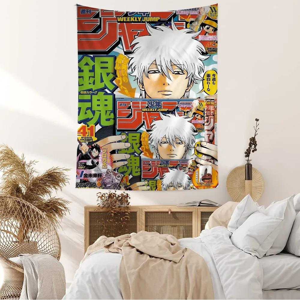 Japanese Anime Gintama Printed Large Wall Tapestry Indian Buddha Wall Decoration Witchcraft Bohemian Hippie Decor Blanket