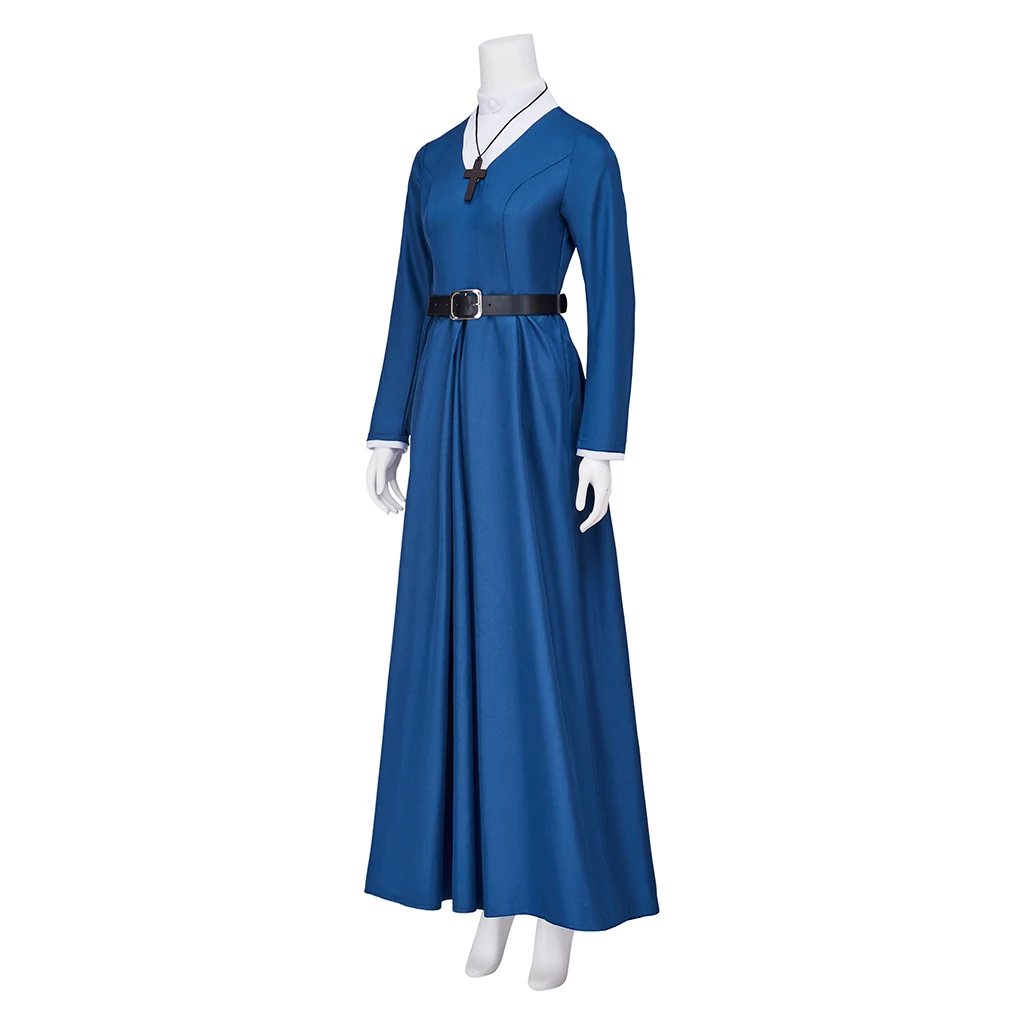 Mrs. Davis Simone Cosplay TV Costume Women Girls Fantasia Blue Nun Uniform Dress Suit Halloween Carnival Party Disguise Outfits