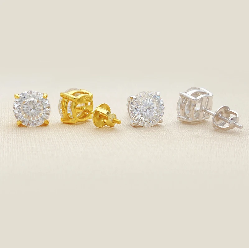 Hip Hop Real D Color Moissanite Stud Earrings For Women BirdNest Cut 925 Sterling Silver Sparkling Earring Birthday Gift Jewelry