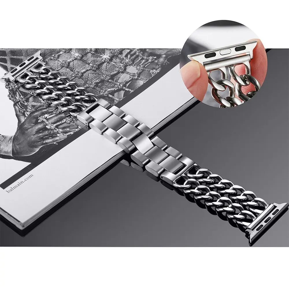 Luxury Stainless Steel Strap for Apple Watch Band 40mm 44mm 41mm 45mm 49mm Lady Bracelet IWatch Ultra 2 Series 9 8 7 SE 6 5 4