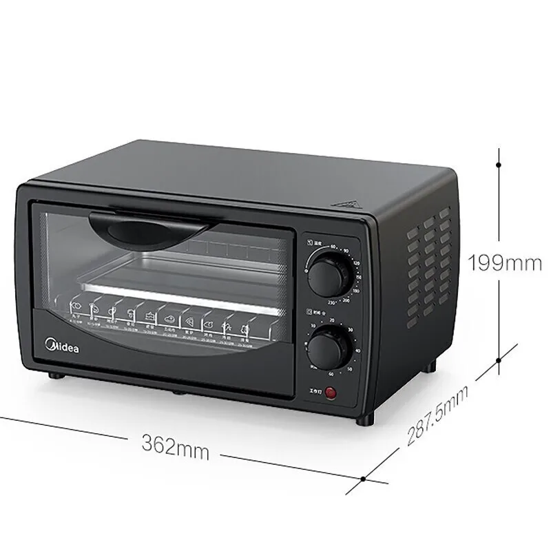 Midea-Mini horno eléctrico Pt1011 para el hogar, horno tostador de pasteles multifunción, freidora de aire caliente, 10 litros, envío gratis