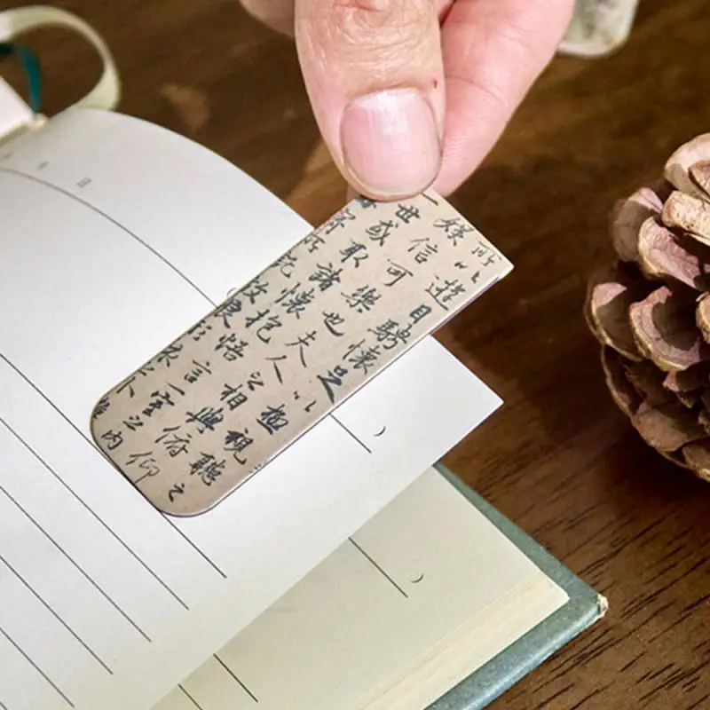 ที่คั่นหนังสือแม่เหล็กสไตล์วินเทจ4ชิ้นที่ใส่หนังสือหน้าหนังสือแม่เหล็กพับได้ของขวัญคุณครูนักอ่านหนังสือเครื่องเขียนเกาหลี