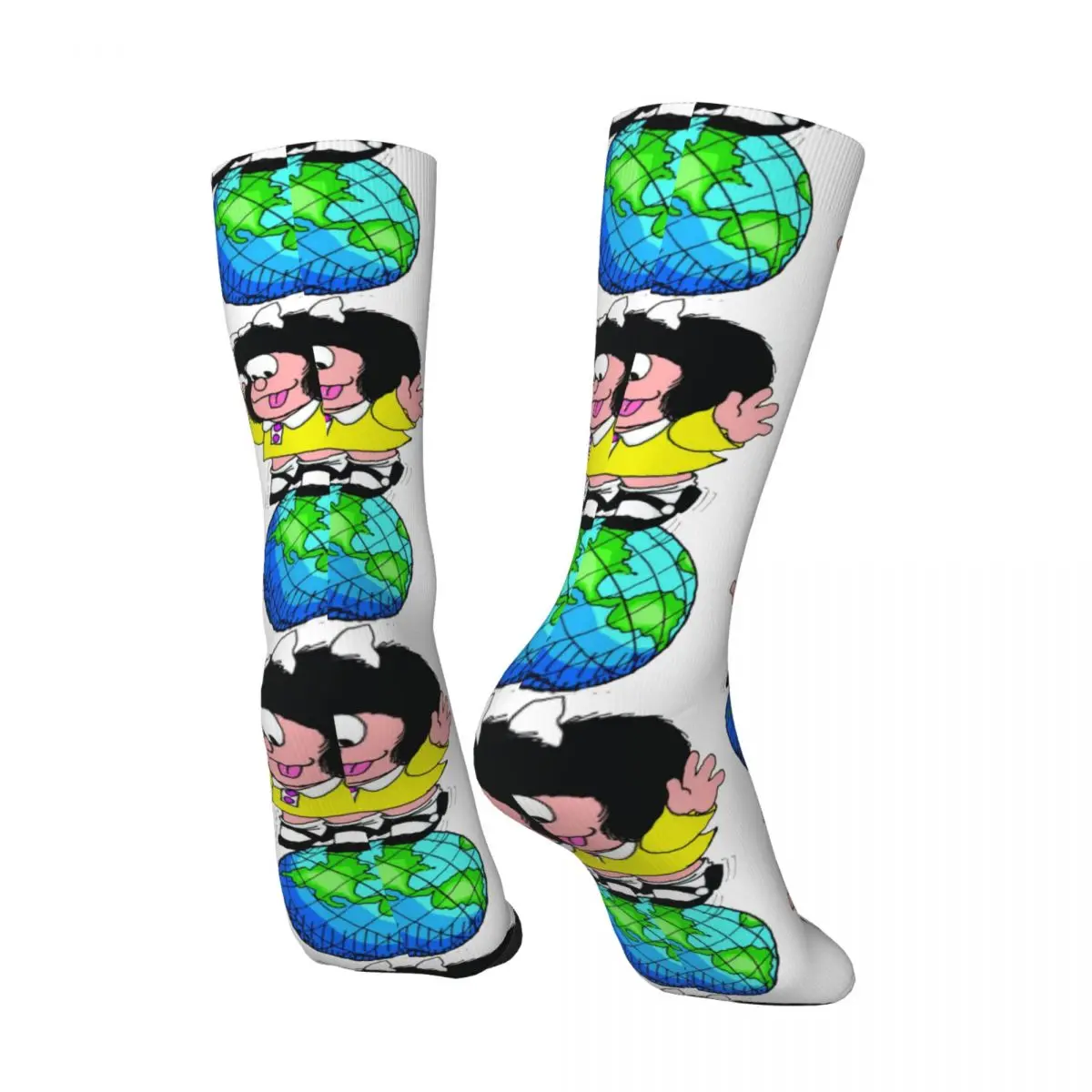 Funny Crazy Sock for Men Play Hip Hop Harajuku Mafalda Cartoon Happy Quality Pattern Printed Boys Crew Sock Novelty Gift