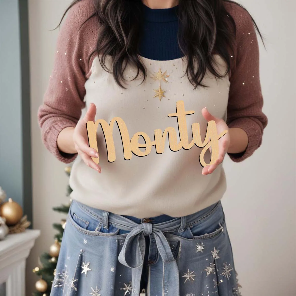 1pc fai da te Monty esempio testo personalizzato cartello tagliato al laser decorazione in legno cartello in legno orientamento verticale decorazione da appendere alla porta