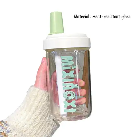 फैशन 500/850ml ग्लास कप ड्रिंकवेयर पारदर्शी सिप्पी कप बड़ी क्षमता वाला अंग्रेजी अक्षर स्ट्रॉ कप बबल टी कॉफ़ी 10 best sales बोबा कप - №4
