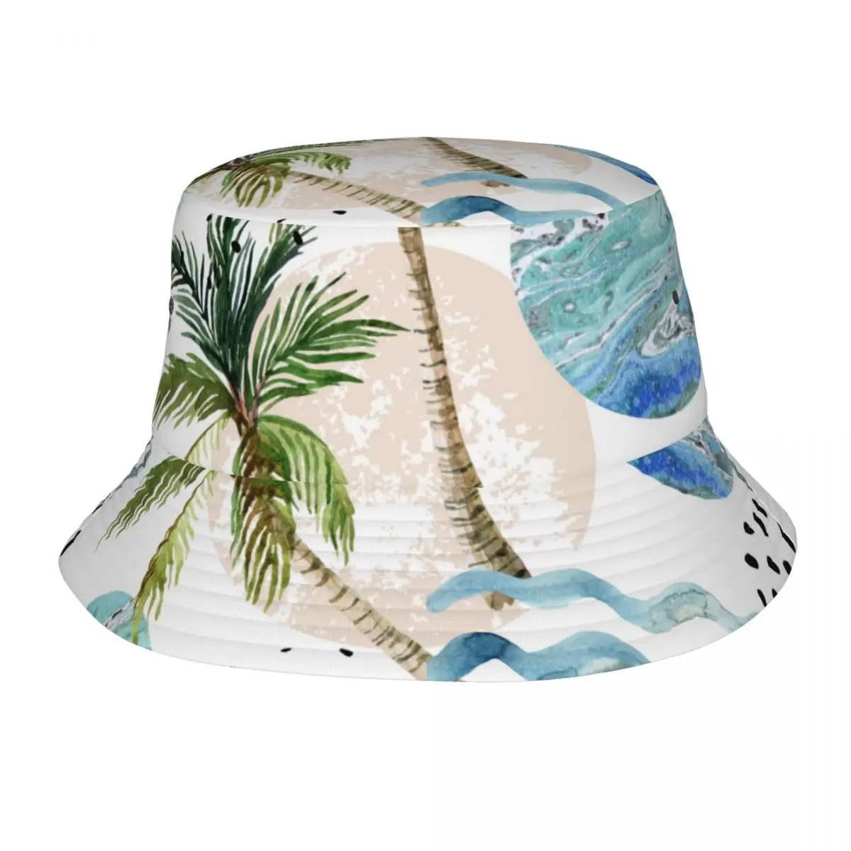 

New Fashion Bucket Hats Fisherman Caps For Women Men Gorras Summer Palm Tree Geometric 80s 90s Style