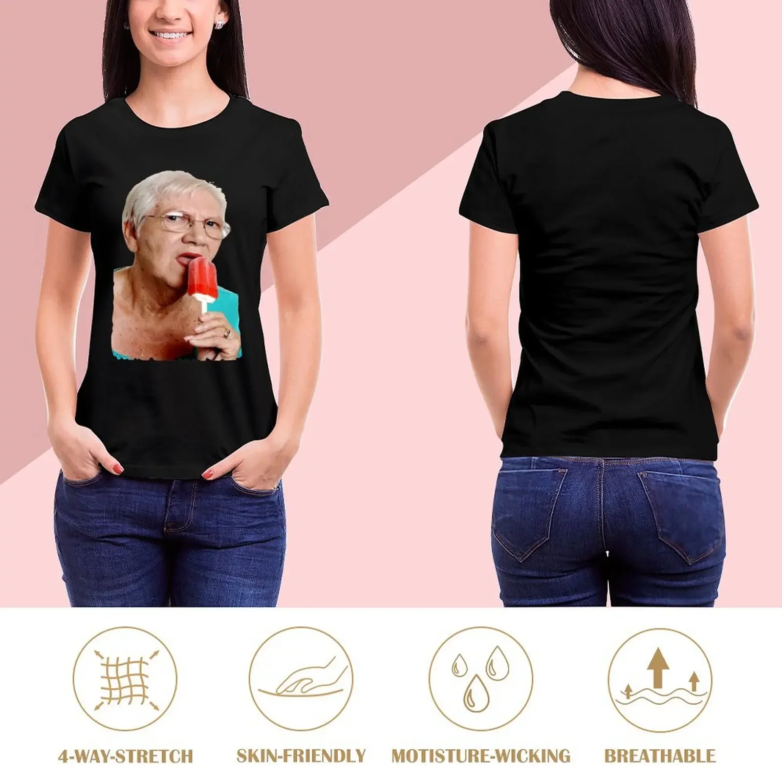 Granny Ice Lolly T-Shirt cute tops sports fans funnys fashion woman blouse 2024